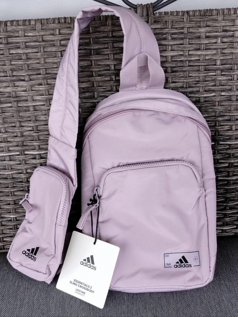 adidas Essentials 2 Sling Crossbody Bag Preloved Fig Purple Black NWT IR0849